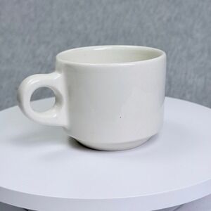 Vintage Buffalo China USA White Ceramic Diner Coffee Mug Stackable Cup